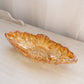 Vintage Large Oval Orange Iridescent Glass Bowl w/ Fancy Designs