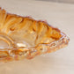 Vintage Large Oval Orange Iridescent Glass Bowl w/ Fancy Designs