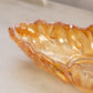 Vintage Large Oval Orange Iridescent Glass Bowl w/ Fancy Designs