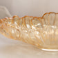 Vintage Large Oval Light Orange Iridescent Glass Bowl w/ Fancy Designs