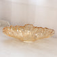 Vintage Large Oval Light Orange Iridescent Glass Bowl w/ Fancy Designs