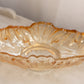 Vintage Large Oval Light Orange Iridescent Glass Bowl w/ Fancy Designs