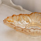 Vintage Large Oval Light Orange Iridescent Glass Bowl w/ Fancy Designs