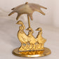 Medium 3 Brass Ducks/Geese with Umbrella Figurine