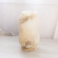 Medium Alabaster Stone Vase Cream Grey with Linear Designs