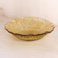 Medium Amber Yellow Glass Flower Bowl