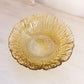 Medium Amber Yellow Glass Flower Bowl