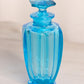 Medium Blue Glass Perfume Bottle with Hexagonal Finial