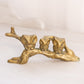 Medium Brass 3 Owls on Branch Figurine