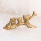 Medium Brass 3 Owls on Branch Figurine