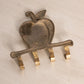 Medium Brass Apple Wall Hook with 4 Hooks