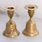 Small Brass Candleholder Bell with Fancy Etched Designs (Set of 2)