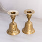 Small Brass Candleholder Bell with Fancy Etched Designs (Set of 2)