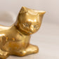 Medium Brass Cat with Head and Tail Up Figurine