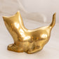 Medium Brass Cat with Head and Tail Up Figurine