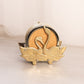 Medium Brass Duck Caddy with 6 Gold Tone Metal and Cork Coasters