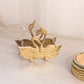 Medium Brass Duck Caddy with 6 Gold Tone Metal and Cork Coasters