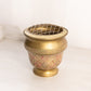 Medium Brass Enameled Lidded Flower Frog Vase with Floral Designs