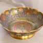 Medium Brass Enameled Peacock Footed Bowl (Glows)