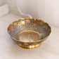 Medium Brass Enameled Peacock Footed Bowl (Glows)