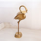 Medium Brass Flamingo Figurine with Head Straight