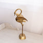 Medium Brass Flamingo Figurine with Head Straight