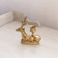 Medium Brass Laying Deer Candleholder