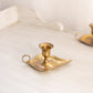 Medium Brass Leaf Chamberstick Candleholder