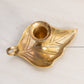 Medium Brass Leaf Chamberstick Candleholder