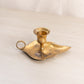 Medium Brass Leaf Chamberstick Candleholder