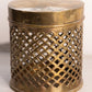 Medium Brass Lidded Cylinder Canister with Cutout Design