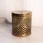 Medium Brass Lidded Cylinder Canister with Cutout Design