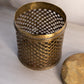 Medium Brass Lidded Cylinder Canister with Cutout Design