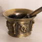 Medium Brass Mortar & Pestle with Lion Head Designs