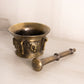 Medium Brass Mortar & Pestle with Lion Head Designs