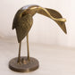 Medium Brass Standing Heron Bird Figurine with Circular Base