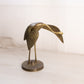 Medium Brass Standing Heron Bird Figurine with Circular Base