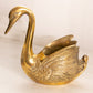 Medium Brass Swan Planter with Head Down