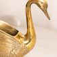 Medium Brass Swan Planter with Head Down