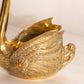 Medium Brass Swan Planter with Head Up