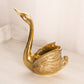 Medium Brass Swan Planter with Head Up