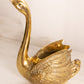 Medium Brass Swan Planter with Head Up