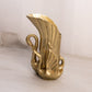 Medium Brass Swan Vase with Smaller Swan Sidekick