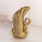 Medium Brass Swan Vase with Smaller Swan Sidekick