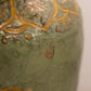 Medium Brass Vase with Green and Gold Enameled Floral Details