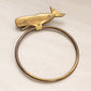 Medium Brass Whale Circular Wall Towel Holder