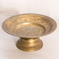 Medium Circular Brass Footed Dish with Etched Floral Designs