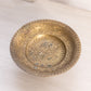 Medium Circular Brass Footed Dish with Etched Floral Designs