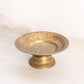 Medium Circular Brass Footed Dish with Etched Floral Designs