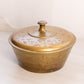 Medium Circular Brass Lidded Dish with Fancy Red Designs